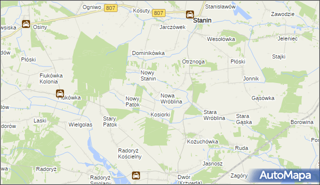 mapa Nowa Wróblina, Nowa Wróblina na mapie Targeo