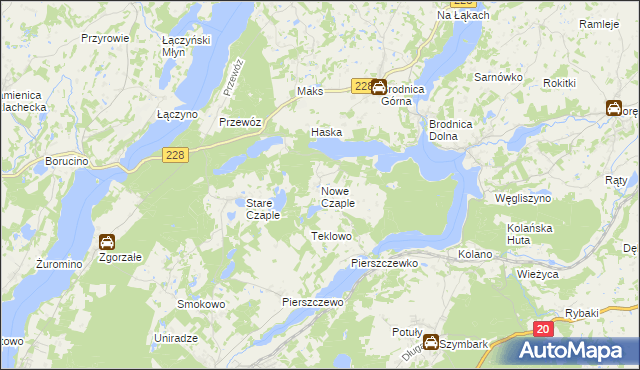 mapa Nowe Czaple gmina Stężyca, Nowe Czaple gmina Stężyca na mapie Targeo