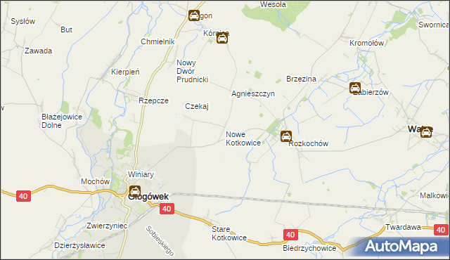 mapa Nowe Kotkowice, Nowe Kotkowice na mapie Targeo