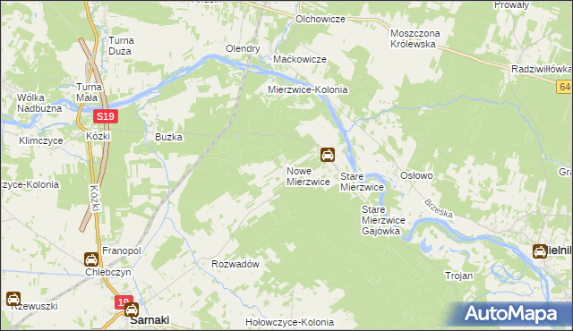 mapa Nowe Mierzwice, Nowe Mierzwice na mapie Targeo