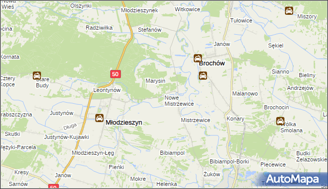 mapa Nowe Mistrzewice, Nowe Mistrzewice na mapie Targeo