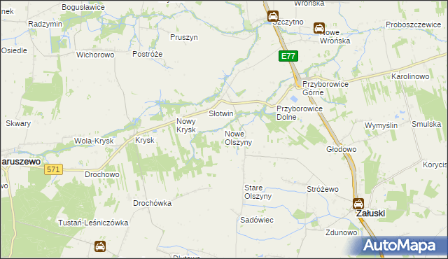 mapa Nowe Olszyny, Nowe Olszyny na mapie Targeo