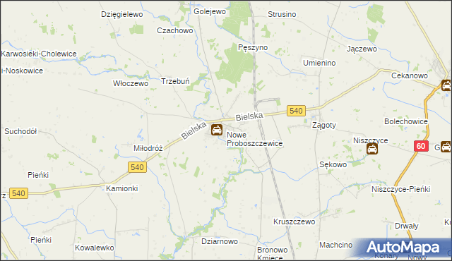 mapa Nowe Proboszczewice, Nowe Proboszczewice na mapie Targeo