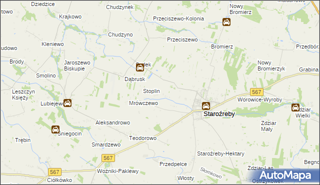 mapa Nowe Staroźreby, Nowe Staroźreby na mapie Targeo