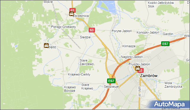 mapa Nowe Zakrzewo, Nowe Zakrzewo na mapie Targeo