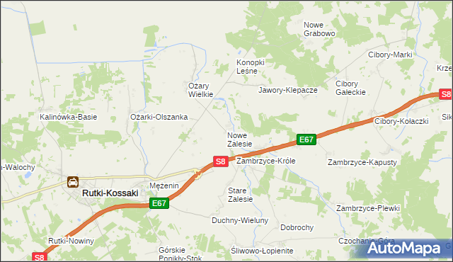 mapa Nowe Zalesie gmina Rutki, Nowe Zalesie gmina Rutki na mapie Targeo