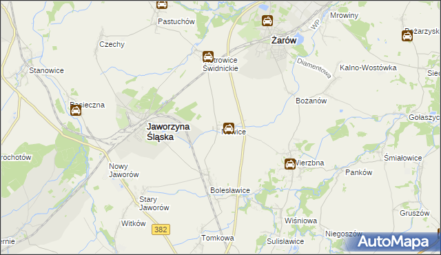 mapa Nowice gmina Jaworzyna Śląska, Nowice gmina Jaworzyna Śląska na mapie Targeo