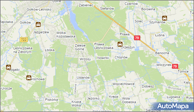 mapa Nowinki gmina Piaseczno, Nowinki gmina Piaseczno na mapie Targeo
