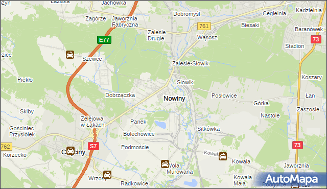 mapa Nowiny gmina Sitkówka-Nowiny, Nowiny gmina Sitkówka-Nowiny na mapie Targeo