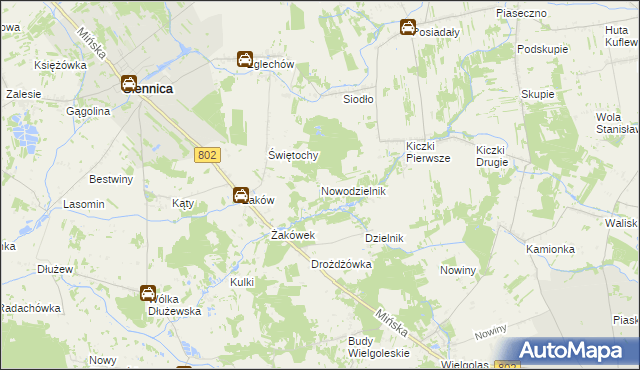 mapa Nowodzielnik, Nowodzielnik na mapie Targeo