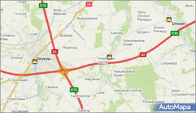 mapa Nowostawy Górne, Nowostawy Górne na mapie Targeo