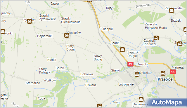 mapa Nowy Bugaj, Nowy Bugaj na mapie Targeo