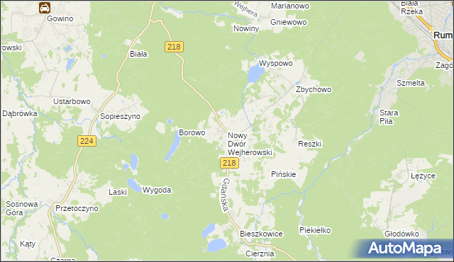 mapa Nowy Dwór Wejherowski, Nowy Dwór Wejherowski na mapie Targeo