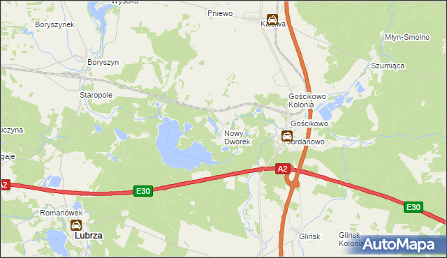 mapa Nowy Dworek gmina Świebodzin, Nowy Dworek gmina Świebodzin na mapie Targeo