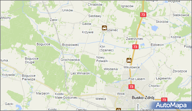 mapa Nowy Folwark gmina Busko-Zdrój, Nowy Folwark gmina Busko-Zdrój na mapie Targeo