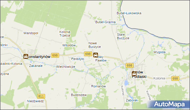 mapa Nowy Pawłów, Nowy Pawłów na mapie Targeo