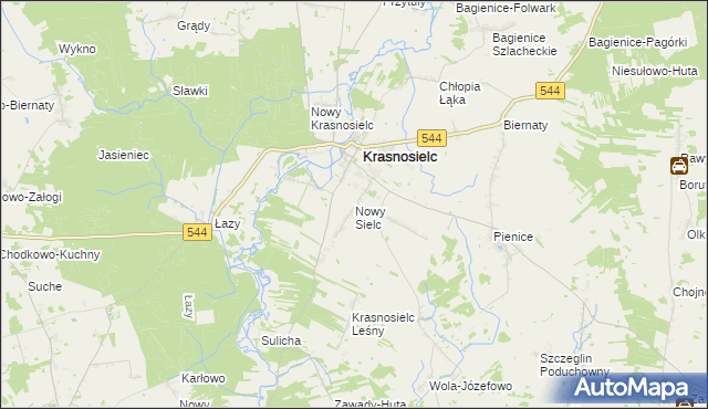 mapa Nowy Sielc gmina Krasnosielc, Nowy Sielc gmina Krasnosielc na mapie Targeo