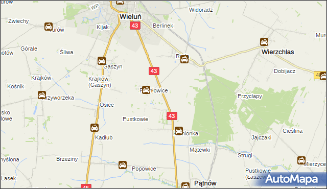 mapa Nowy Świat gmina Wieluń, Nowy Świat gmina Wieluń na mapie Targeo