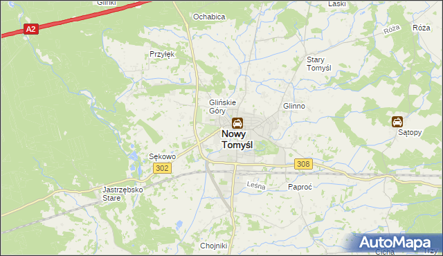 mapa Nowy Tomyśl, Nowy Tomyśl na mapie Targeo