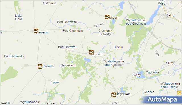 mapa Obrowo gmina Kęsowo, Obrowo gmina Kęsowo na mapie Targeo