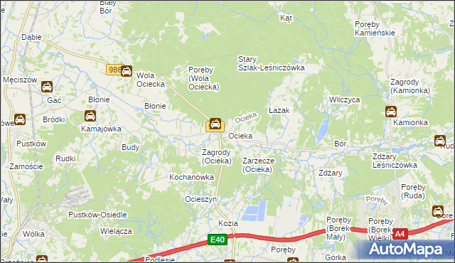 mapa Ocieka, Ocieka na mapie Targeo