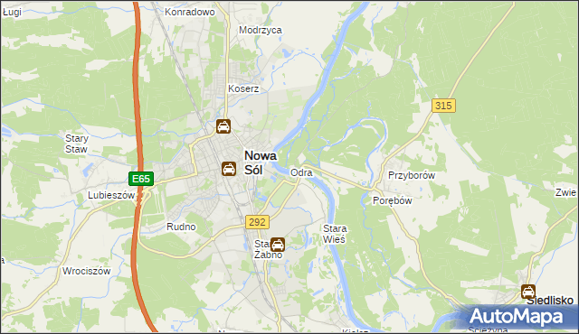 mapa Odra gmina Nowa Sól, Odra gmina Nowa Sól na mapie Targeo