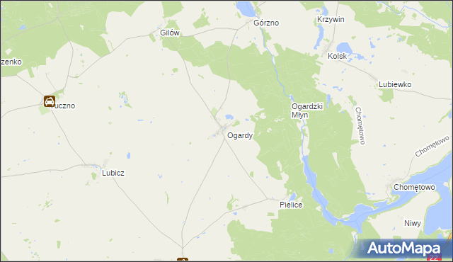 mapa Ogardy, Ogardy na mapie Targeo