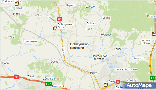 mapa Ogrodniki gmina Dobrzyniewo Duże, Ogrodniki gmina Dobrzyniewo Duże na mapie Targeo