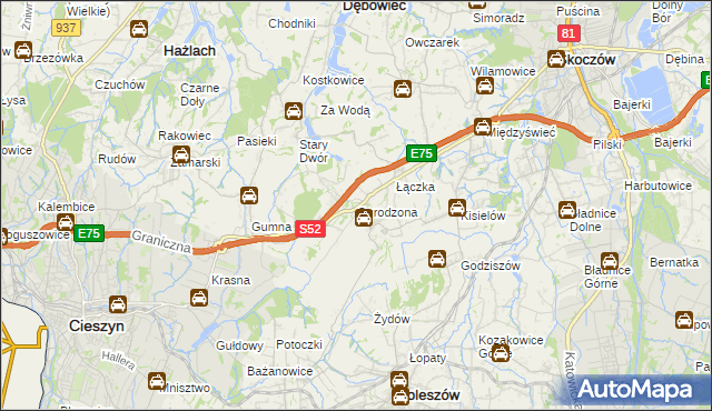 mapa Ogrodzona gmina Dębowiec, Ogrodzona gmina Dębowiec na mapie Targeo