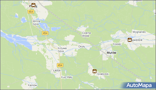 mapa Okoły gmina Murów, Okoły gmina Murów na mapie Targeo