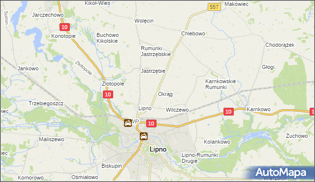 mapa Okrąg, Okrąg na mapie Targeo