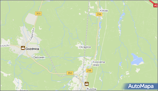 mapa Okrąglica gmina Węgliniec, Okrąglica gmina Węgliniec na mapie Targeo