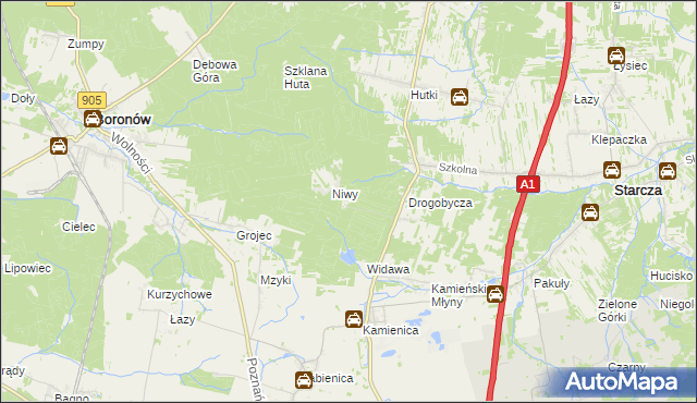 mapa Okrąglik gmina Woźniki, Okrąglik gmina Woźniki na mapie Targeo