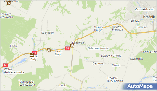 mapa Olbięcin, Olbięcin na mapie Targeo