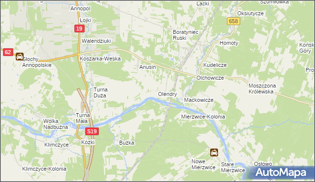 mapa Olendry gmina Siemiatycze, Olendry gmina Siemiatycze na mapie Targeo