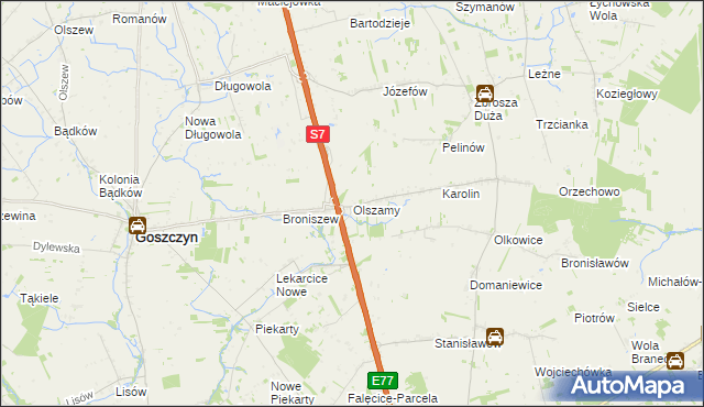 mapa Olszamy, Olszamy na mapie Targeo