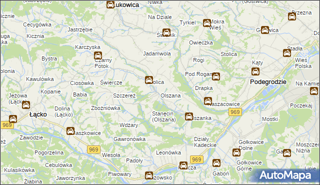 mapa Olszana, Olszana na mapie Targeo