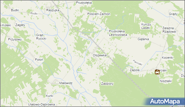 mapa Olszewka gmina Jednorożec, Olszewka gmina Jednorożec na mapie Targeo