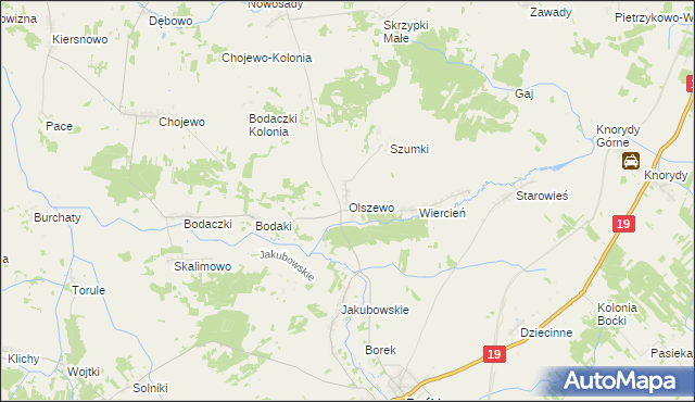 mapa Olszewo gmina Boćki, Olszewo gmina Boćki na mapie Targeo