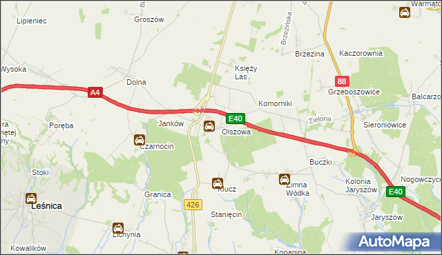 mapa Olszowa gmina Ujazd, Olszowa gmina Ujazd na mapie Targeo