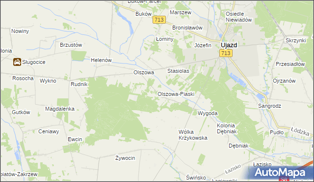 mapa Olszowa-Piaski, Olszowa-Piaski na mapie Targeo