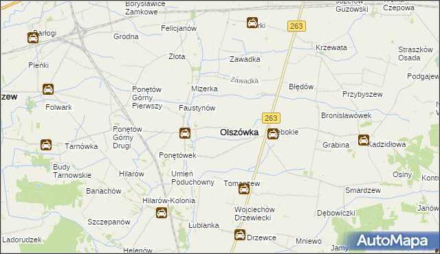 mapa Olszówka powiat kolski, Olszówka powiat kolski na mapie Targeo