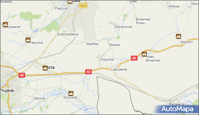 mapa Olszynka gmina Lubrza, Olszynka gmina Lubrza na mapie Targeo