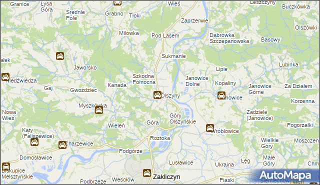 mapa Olszyny gmina Wojnicz, Olszyny gmina Wojnicz na mapie Targeo