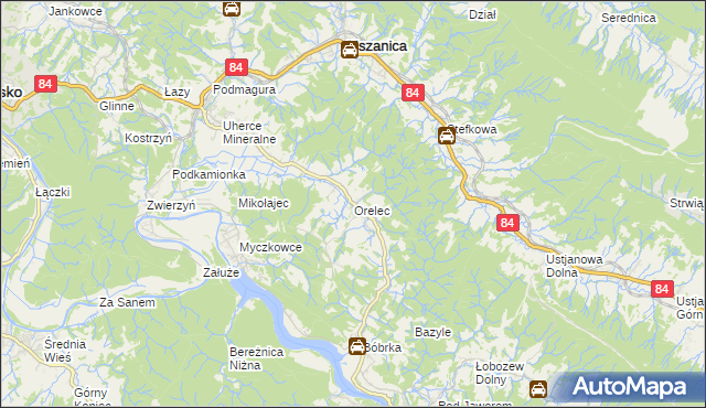 mapa Orelec, Orelec na mapie Targeo