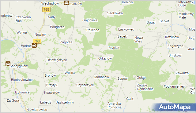 mapa Orkanów, Orkanów na mapie Targeo