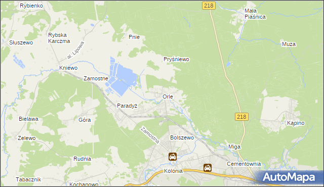 mapa Orle gmina Wejherowo, Orle gmina Wejherowo na mapie Targeo