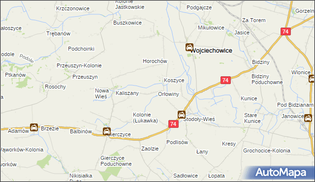 mapa Orłowiny, Orłowiny na mapie Targeo