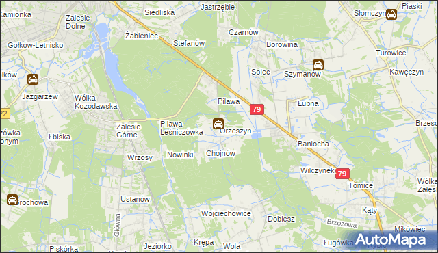 mapa Orzeszyn, Orzeszyn na mapie Targeo