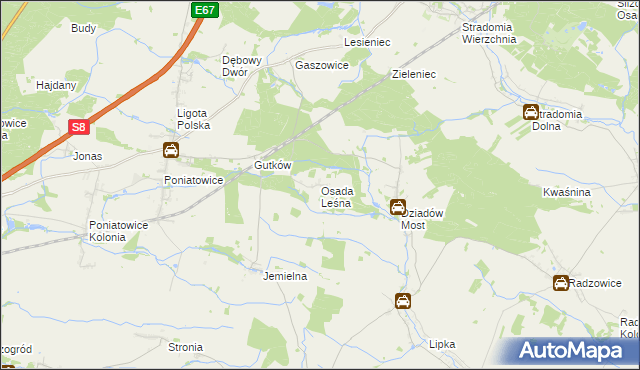 mapa Osada Leśna gmina Oleśnica, Osada Leśna gmina Oleśnica na mapie Targeo